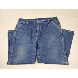 Carhartt Jeans Mens 42x30 Carpenter Dungarees Relaxed‎ Fit Blue Denim Pants.